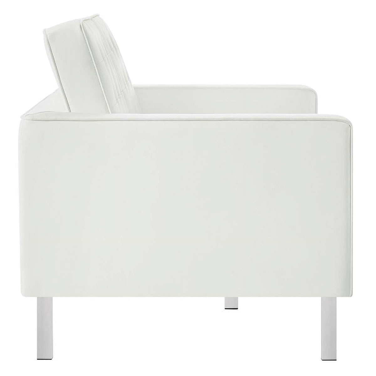 White Faux Leather Tufted Loveseat V185