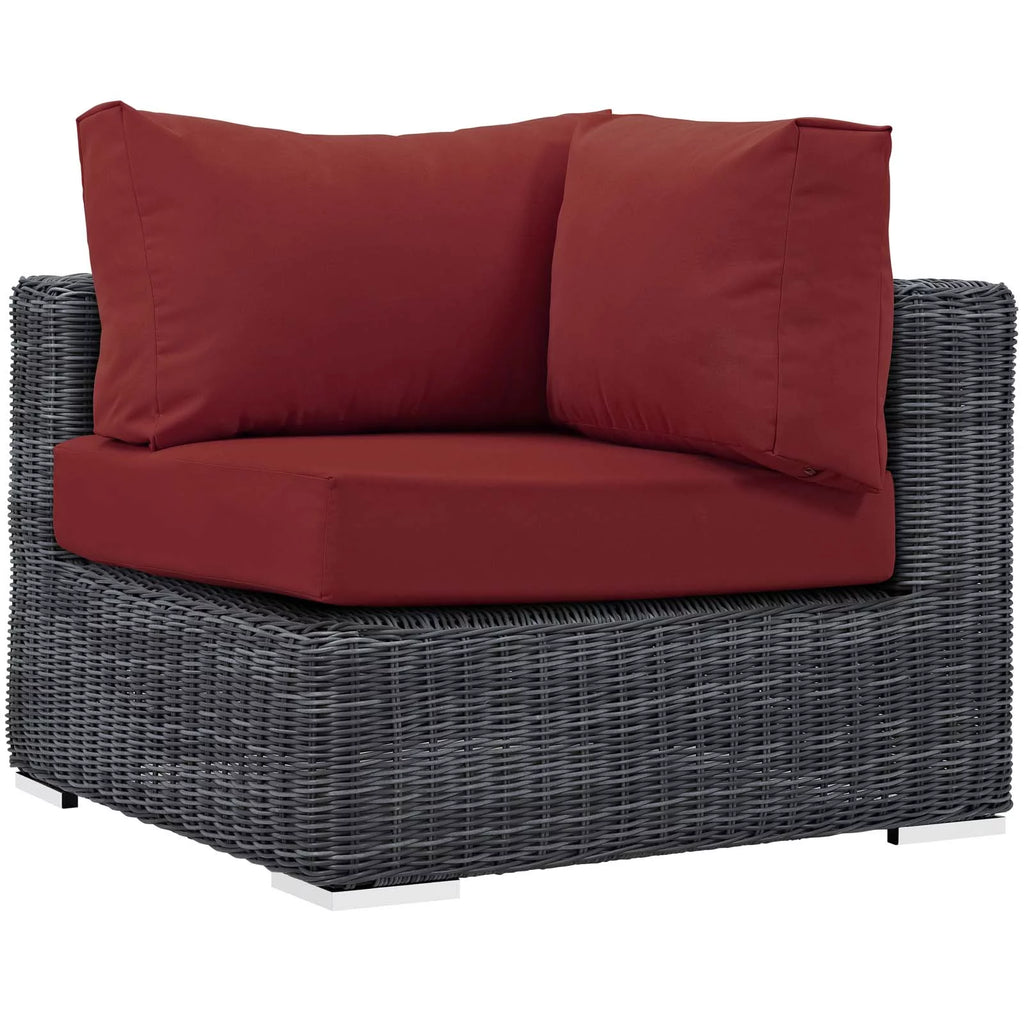 Red Sunbrella Rattan Wicker Corner Sofa H576320