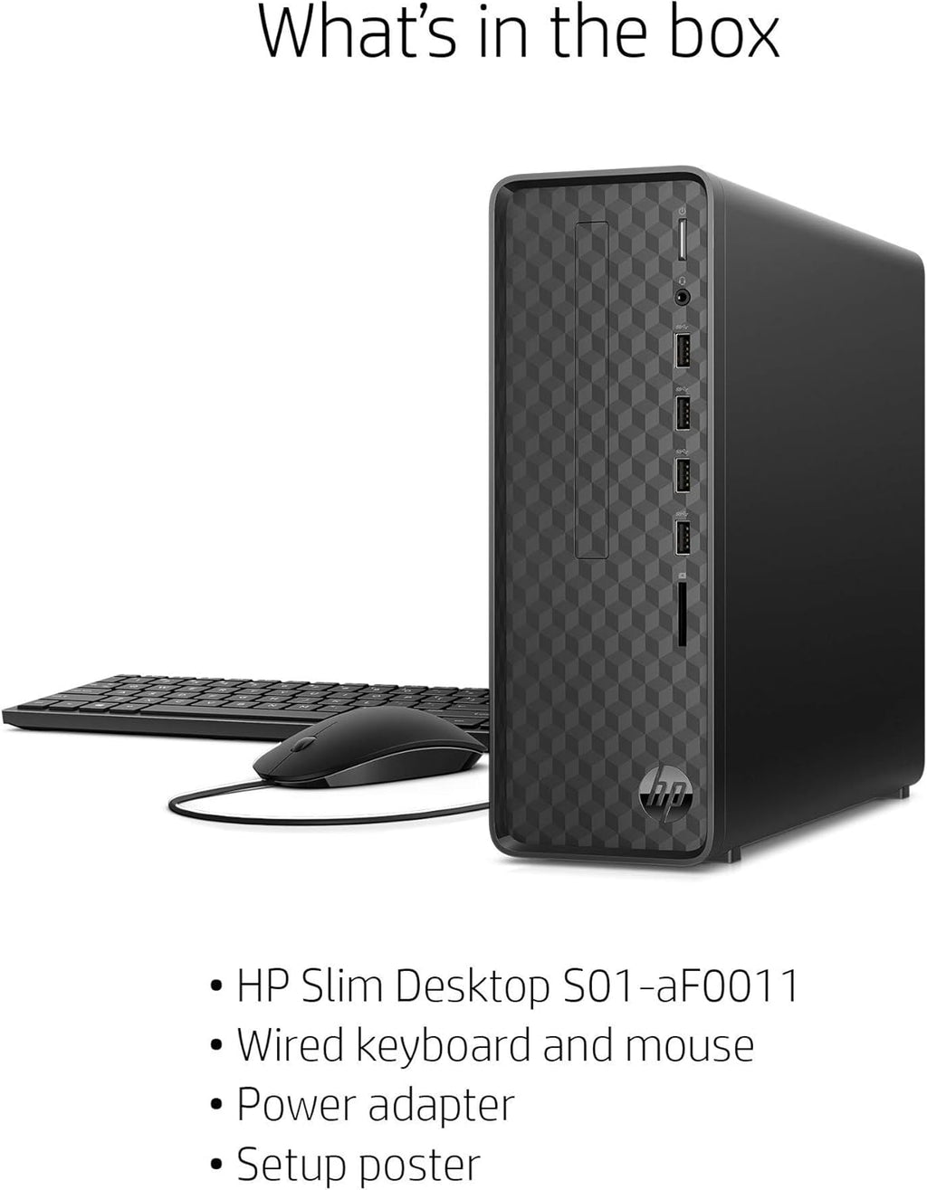 HP Slim Desktop, AMD Athlon Silver 3050U, 4GB RAM, 256 GB SSD, Windows 10 Home, Black Q997336