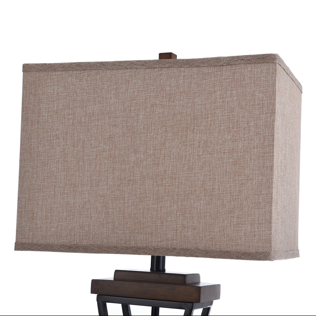 Black Wood Table Lamp with Beige Fabric Shade M906