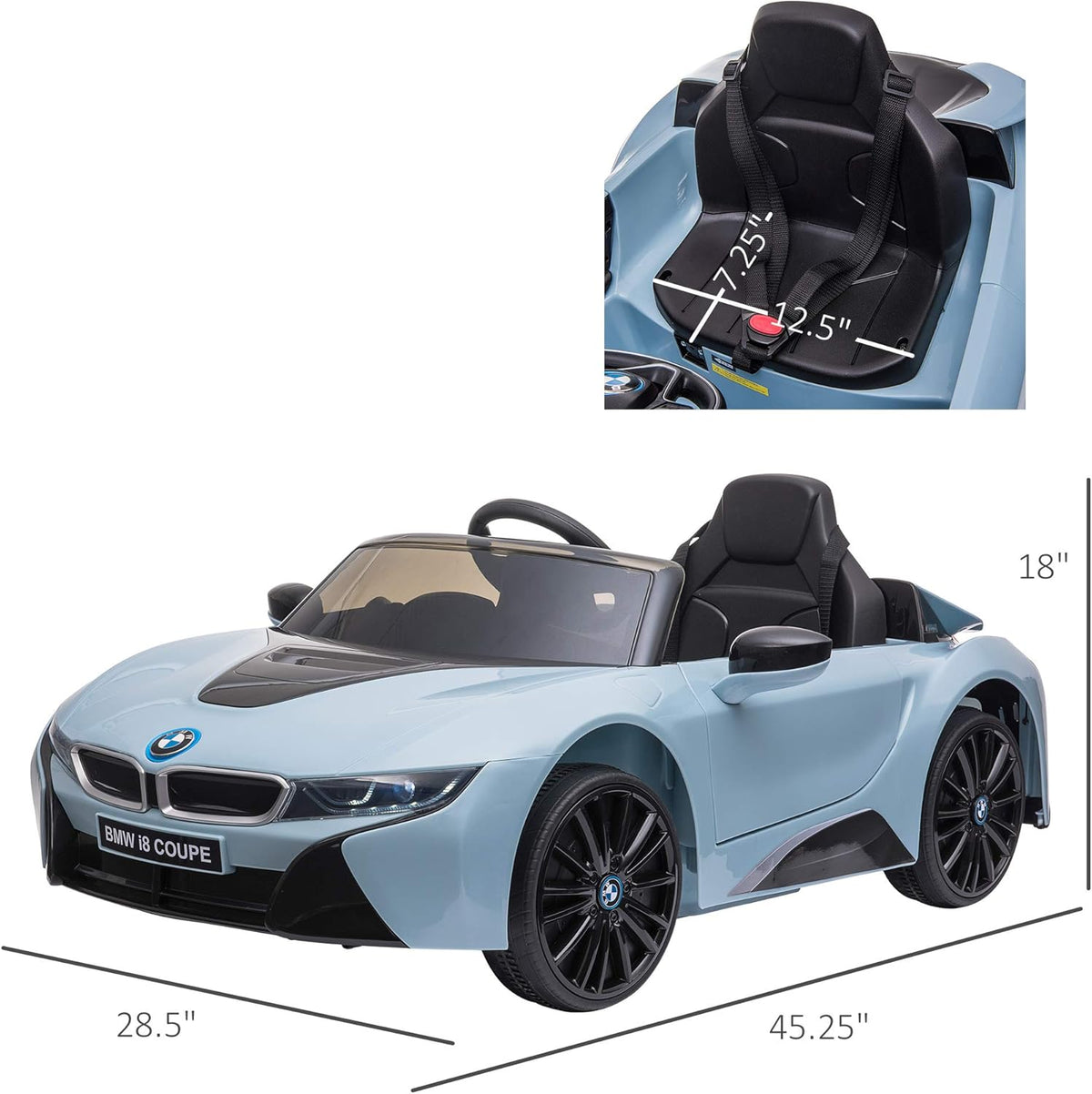 Blue BMW I8 Coupe Electric Kids Ride-On Car 6V Battery Powered Toy with Remote Control Q861524
