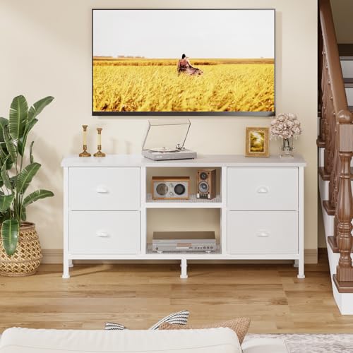 White TV Stand Dresser with 4 Drawers A23545