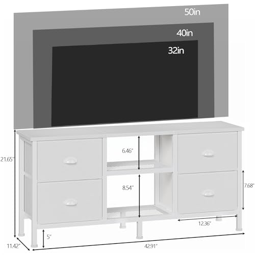 White TV Stand Dresser with 4 Drawers A23545