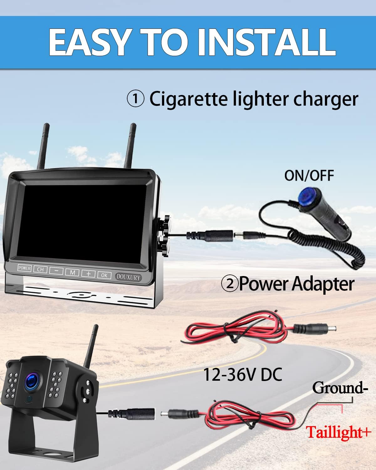 Wireless Backup Camera System with 7 Monitor HD 1080P W62811