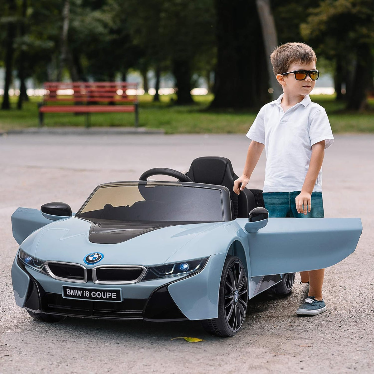 Blue BMW I8 Coupe Electric Kids Ride-On Car 6V Battery Powered Toy with Remote Control Q861524