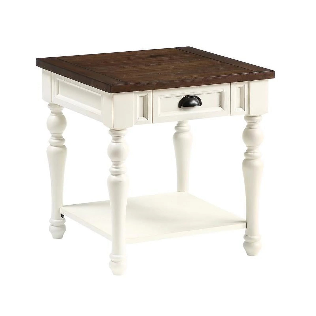 Ivory and Mocha Wood End Table K645