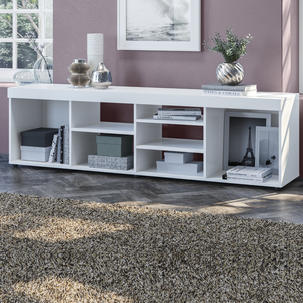 White TV Stand up to 65" Manufactured Wood D4258