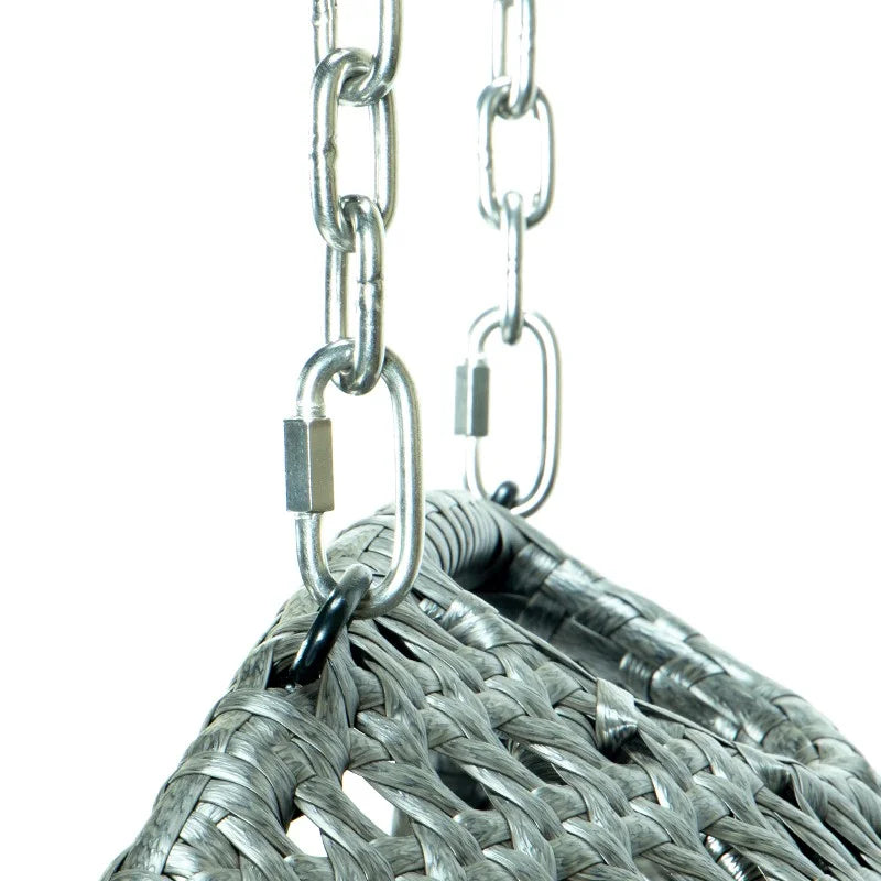 Charcoal Blue Wicker Double Hanging Egg-Shaped Swing Chair J5798