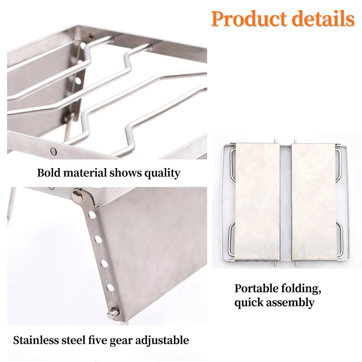 Folding Portable Charcoal Grill Stainless Steel BBQ P301