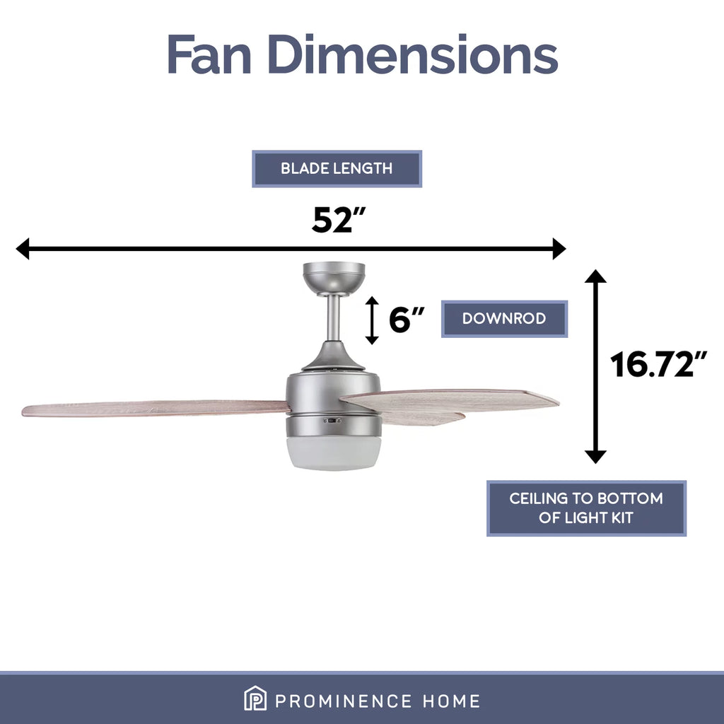52" Pewter Indoor Ceiling Fan with Light A61779