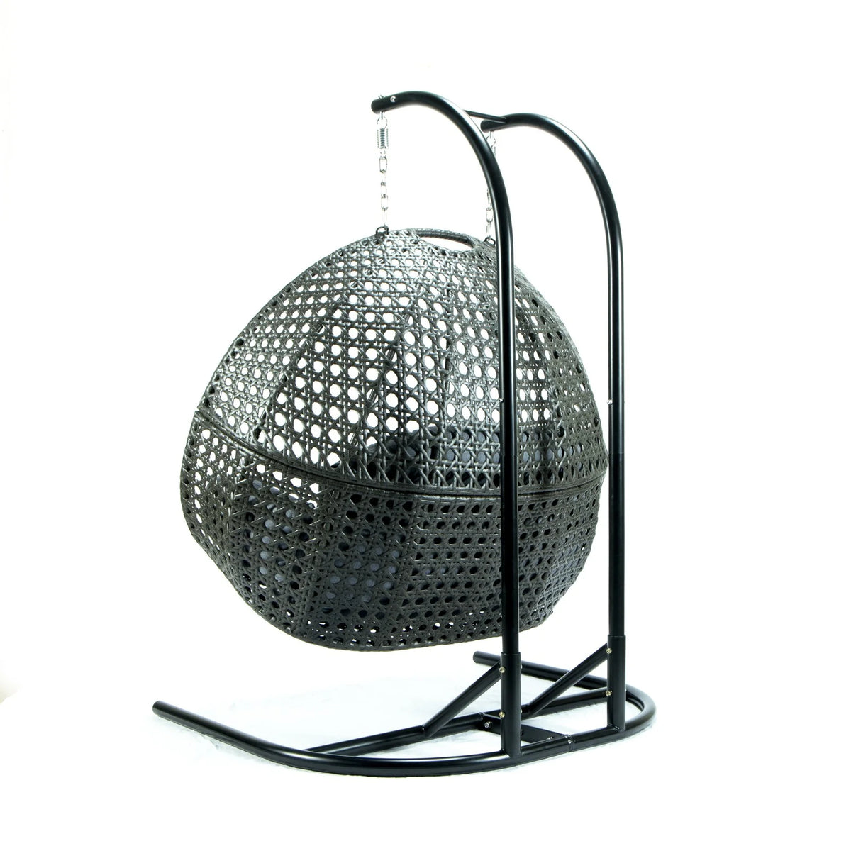Charcoal Blue Wicker Double Hanging Egg-Shaped Swing Chair J5798