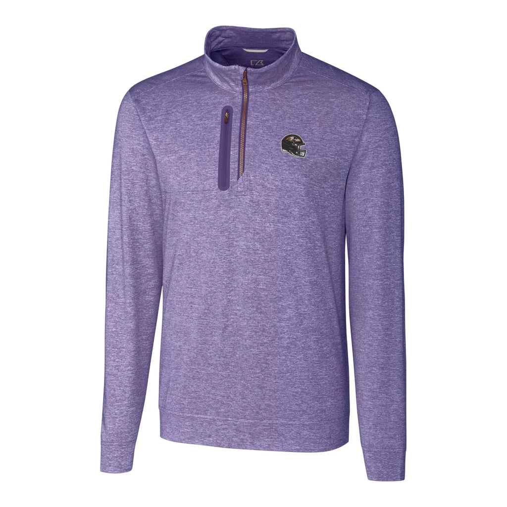 Men's Purple Heathered Quarter-Zip Pullover Top K9009