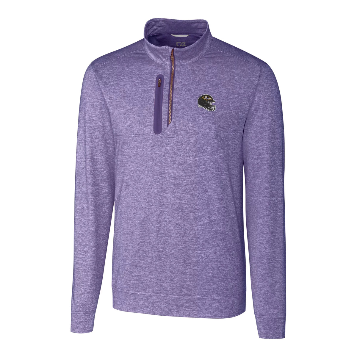 Men's Purple Heathered Quarter-Zip Pullover Top K9009