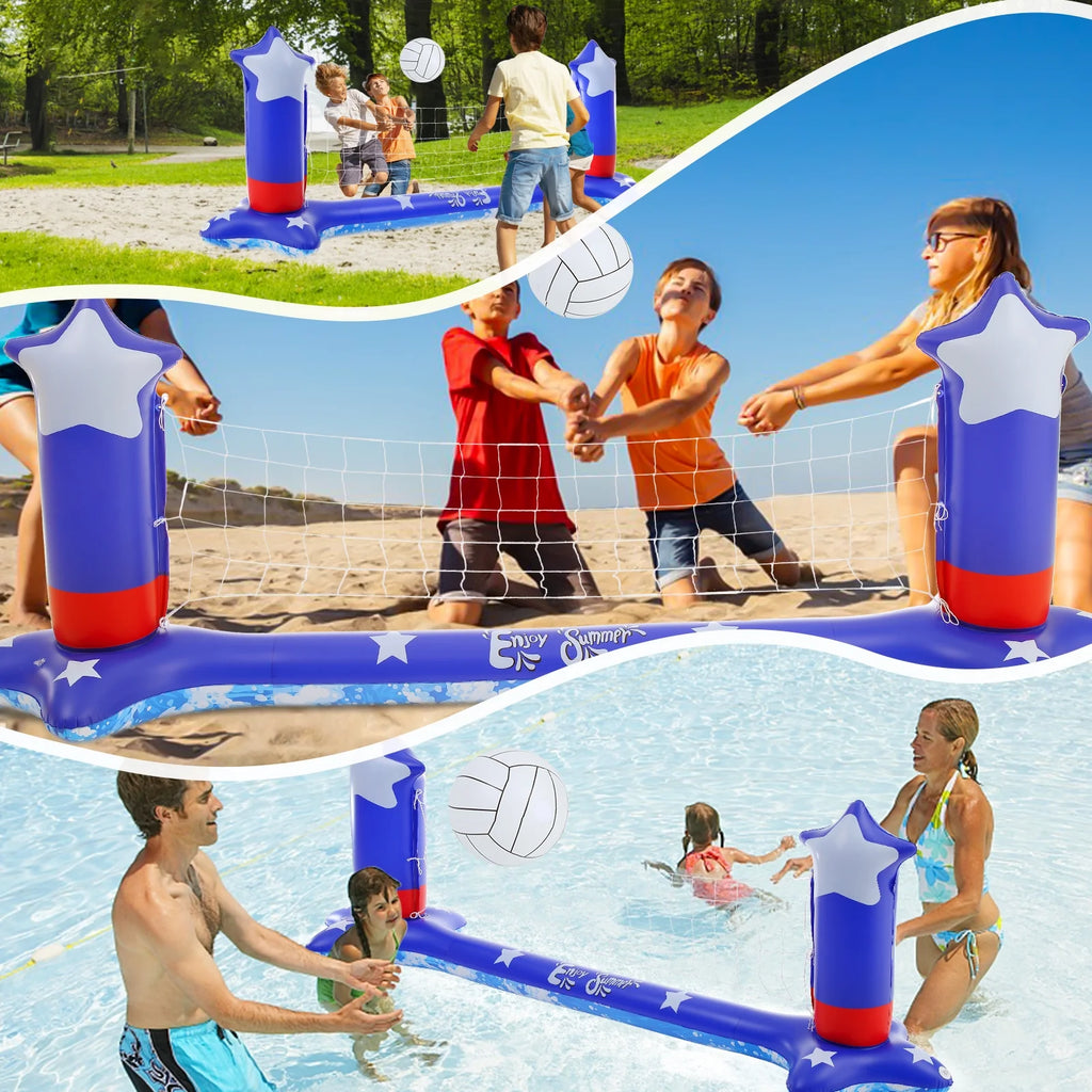 Inflatable Pool Volleyball Net and Basketball Hoop X17994