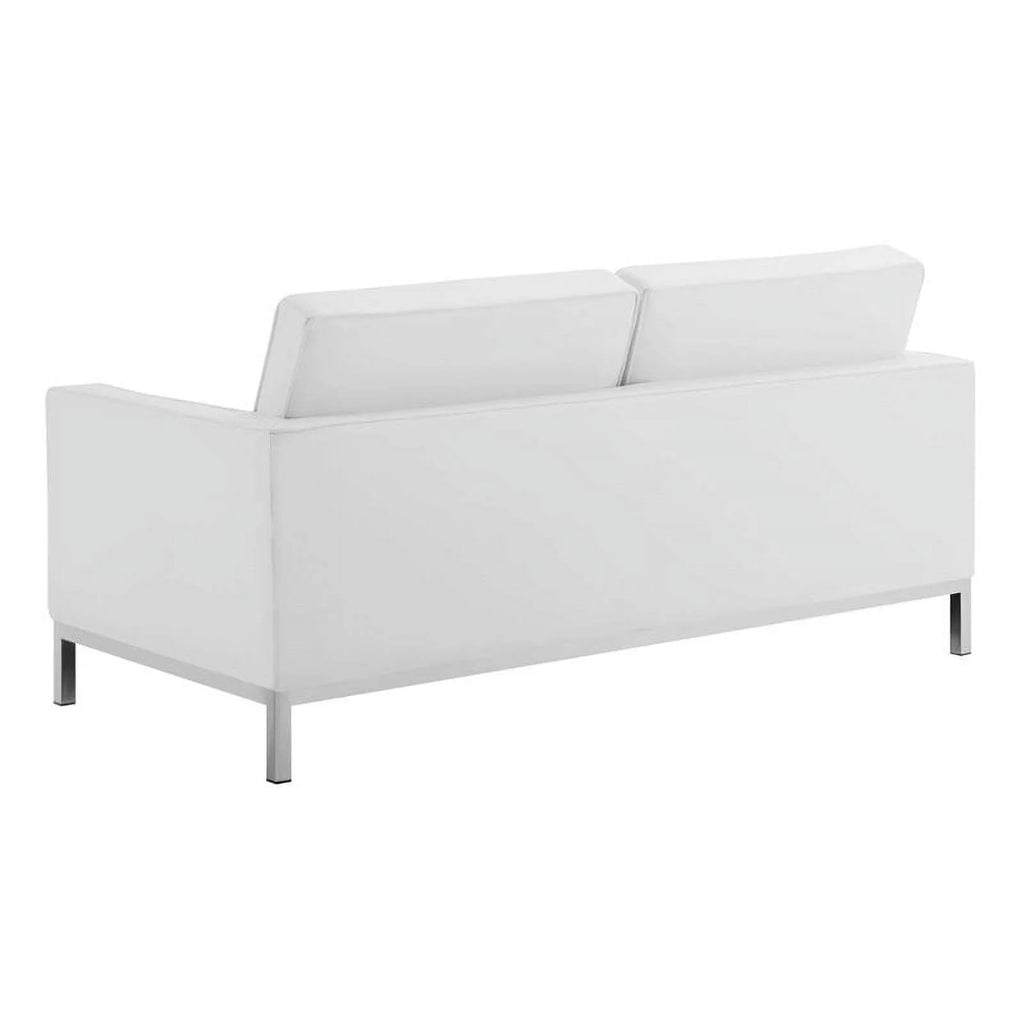 White Faux Leather Tufted Loveseat V185