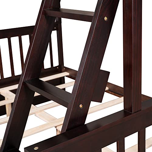 Full Over Full Wood Bunk Bed with Twin Trundle and 4 Drawer E2392