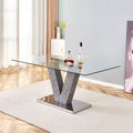 Modern Minimalist Rectangular Glass Dining Table for 6-8 H4512