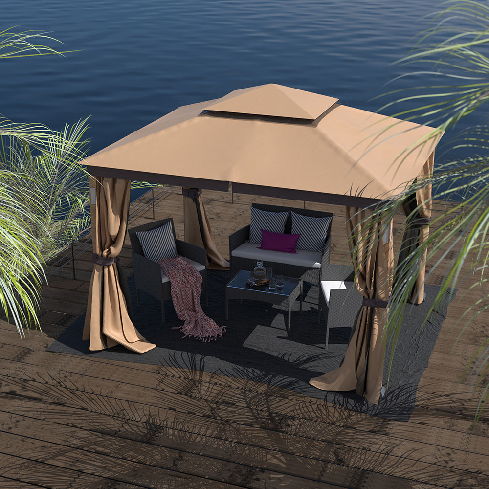 10x12 Gazebo Soft Top Canopy Tent with Mosquito Netting B49965