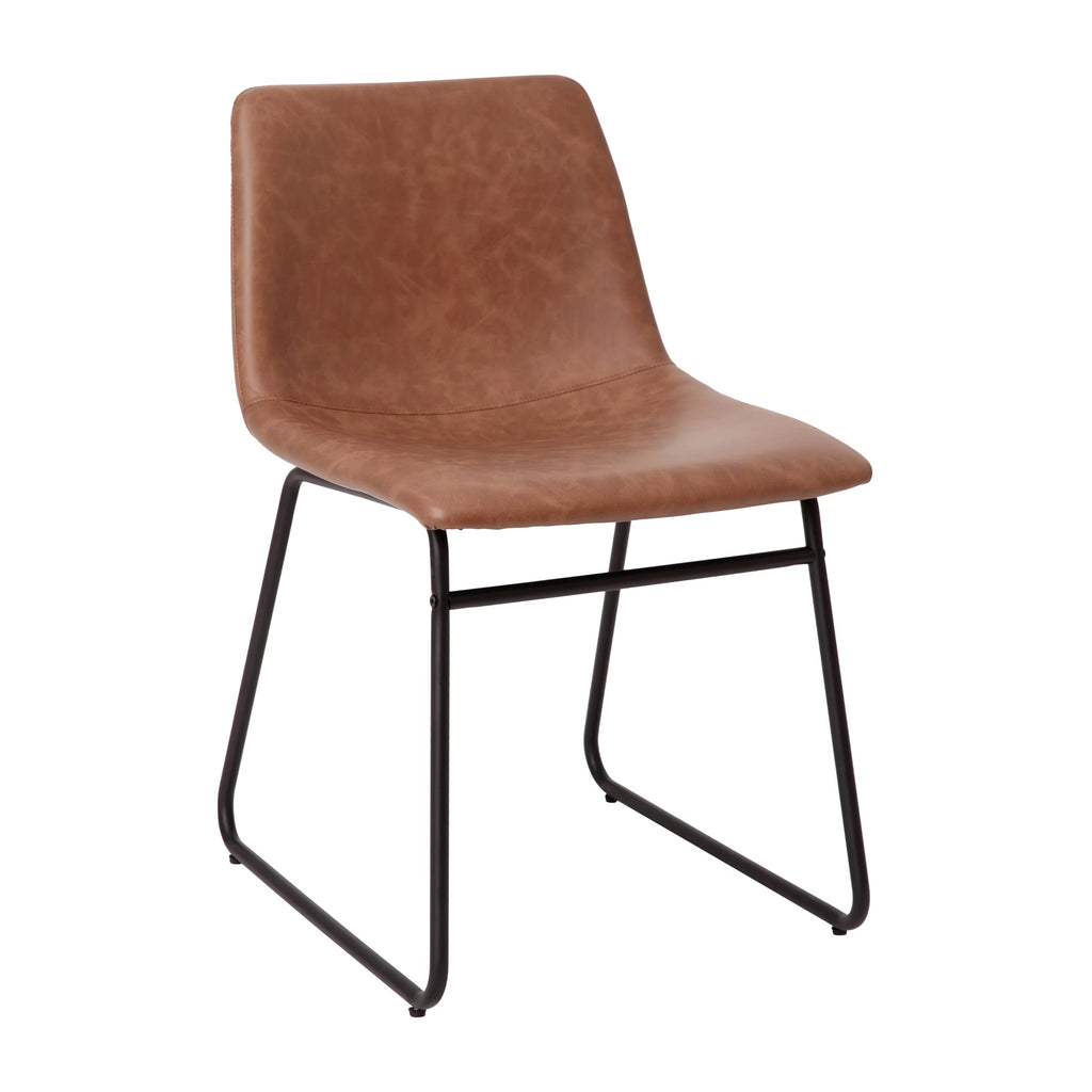 Light Brown Faux Leather Dining Chair Set of 2 P4424
