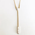 White Howlite Chain Link Statement Necklace Gold E5194