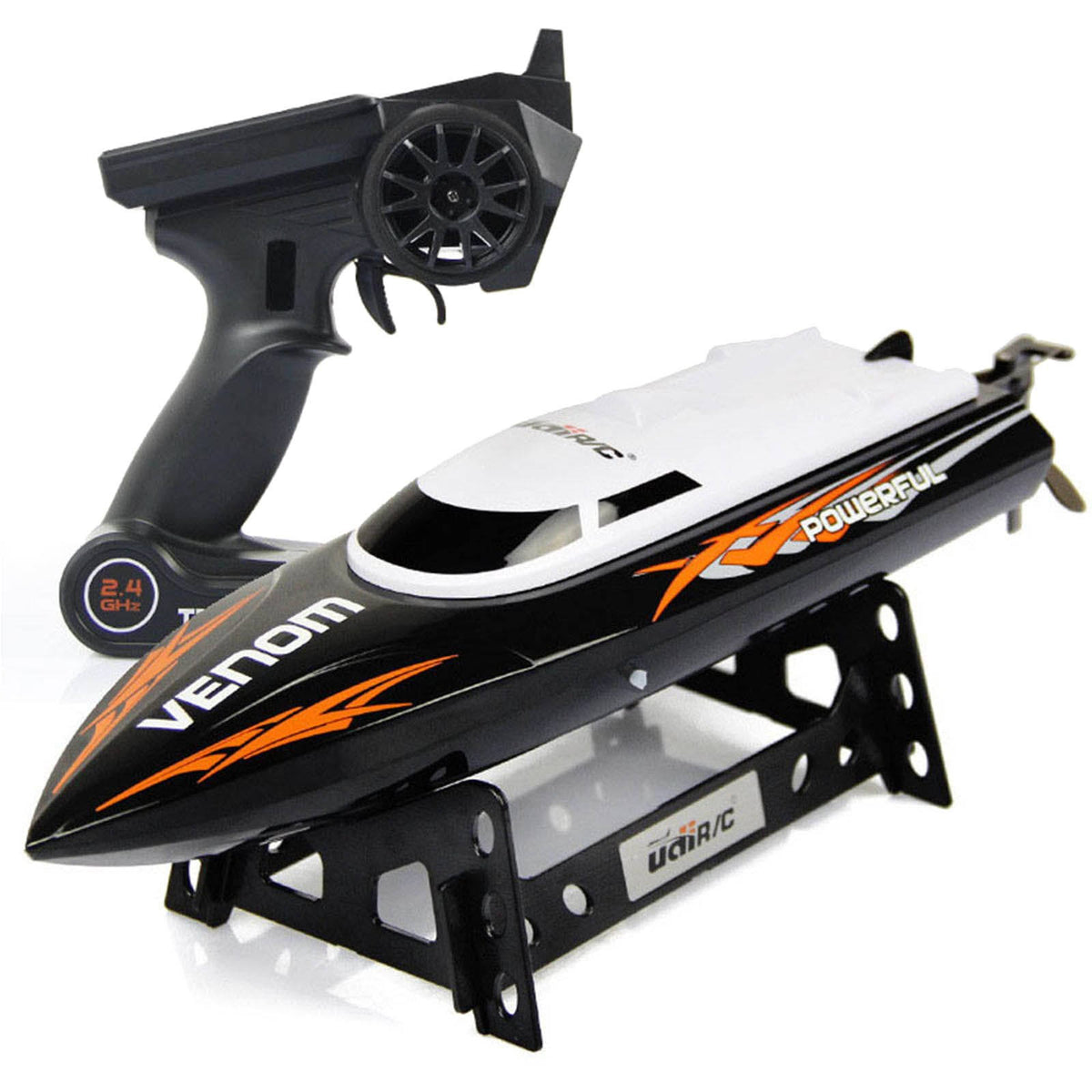 Black High Speed RC Racing Boat W79461
