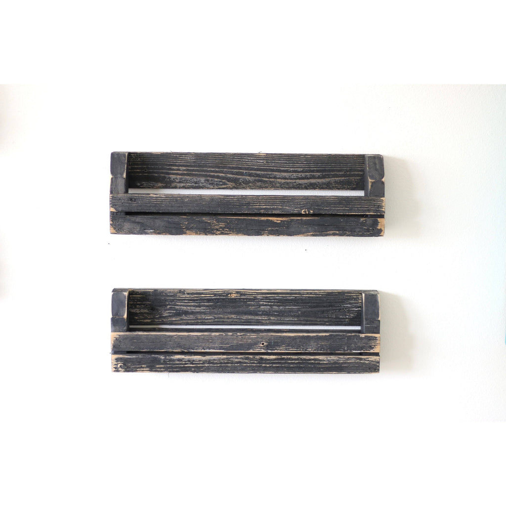 Black Slatted Shelves Set of 2 D251