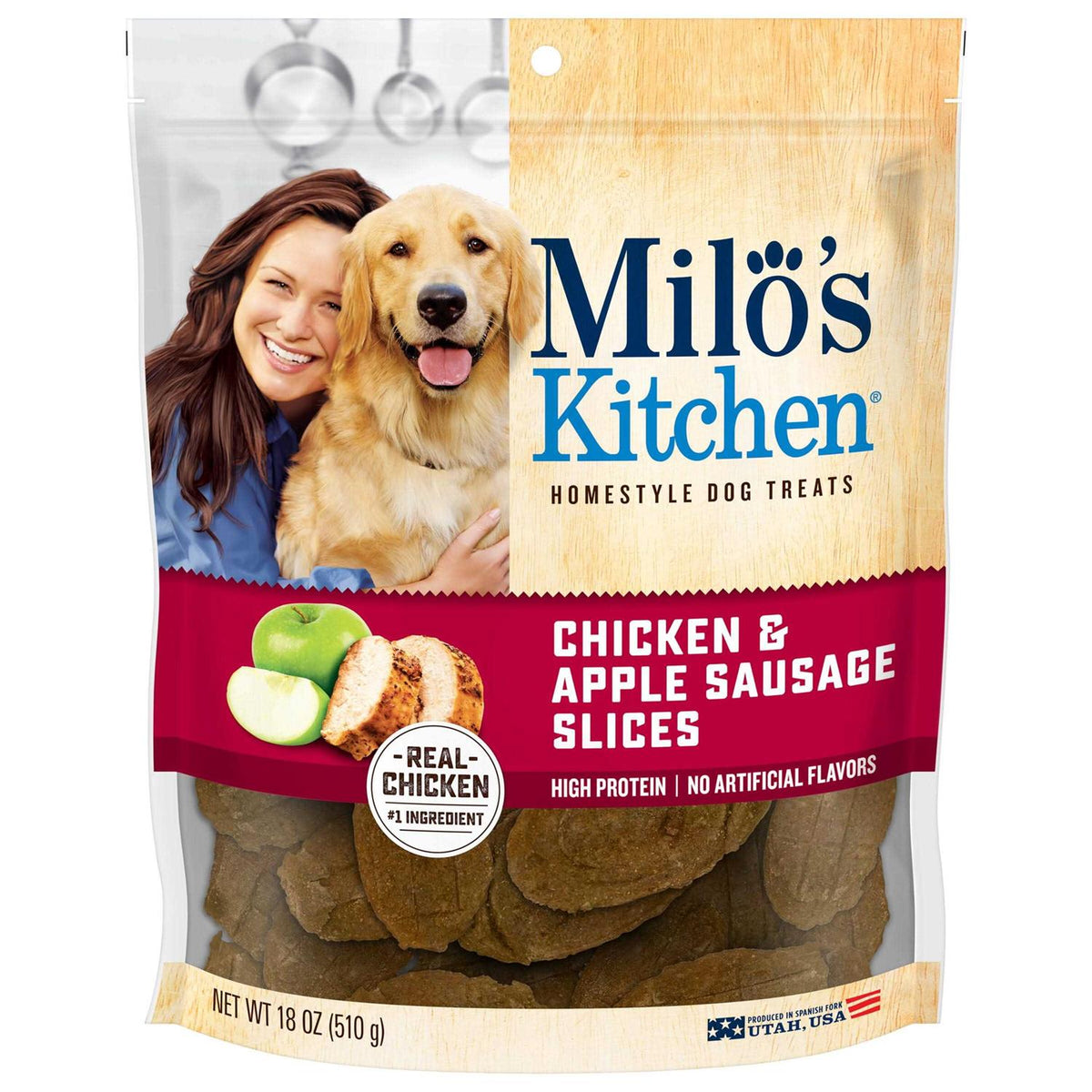 Chicken Apple Sausage Slices Dog Treats V30678