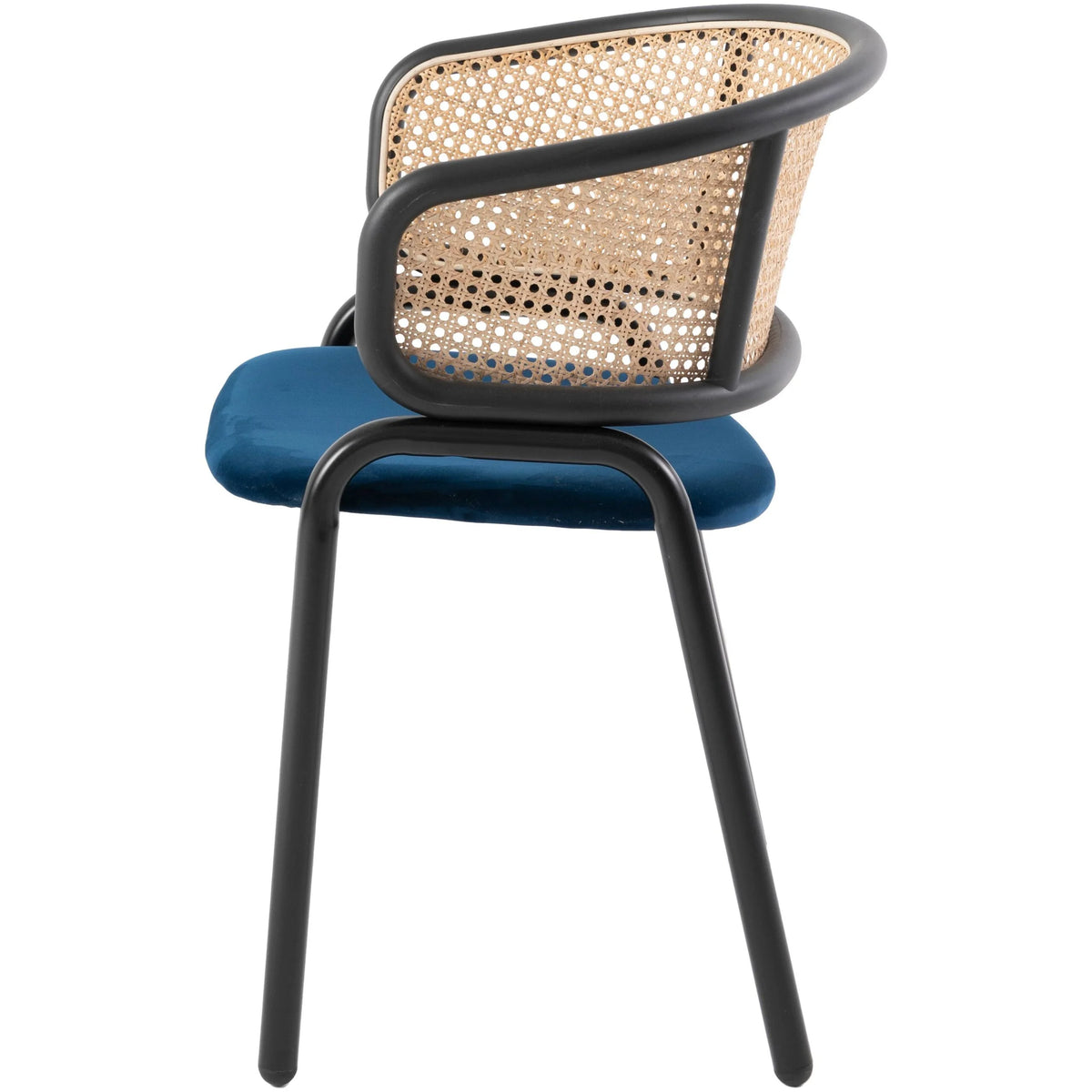 Navy Blue Velvet Wicker Dining Chair Set of 2 U996
