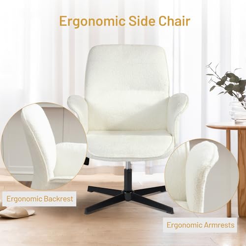 Beige Linen Fabric Upholstered Ergonomic Swivel Desk Chair T557