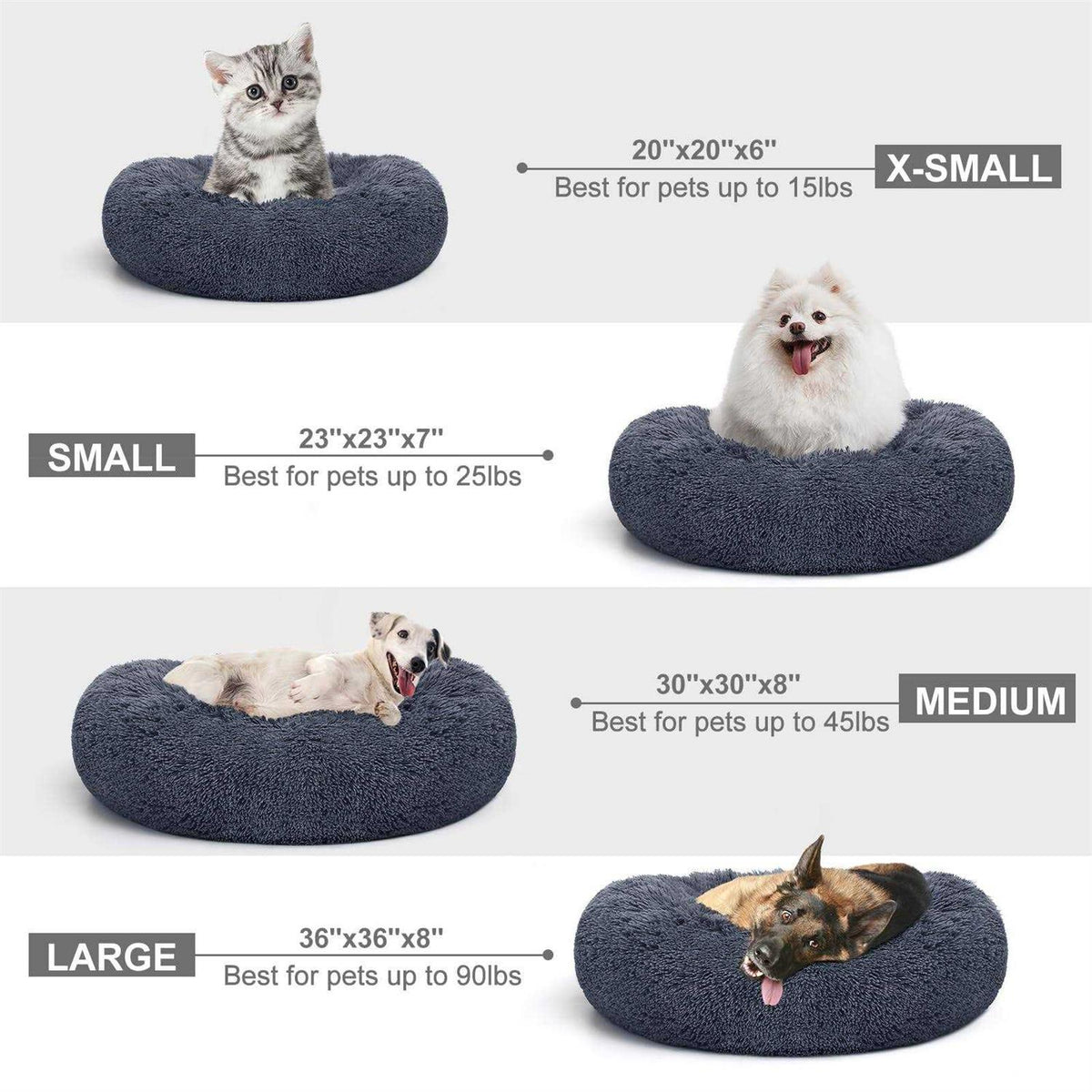Orthopedic Donut Cuddler Round Washable Dog and Cat Bed G6200
