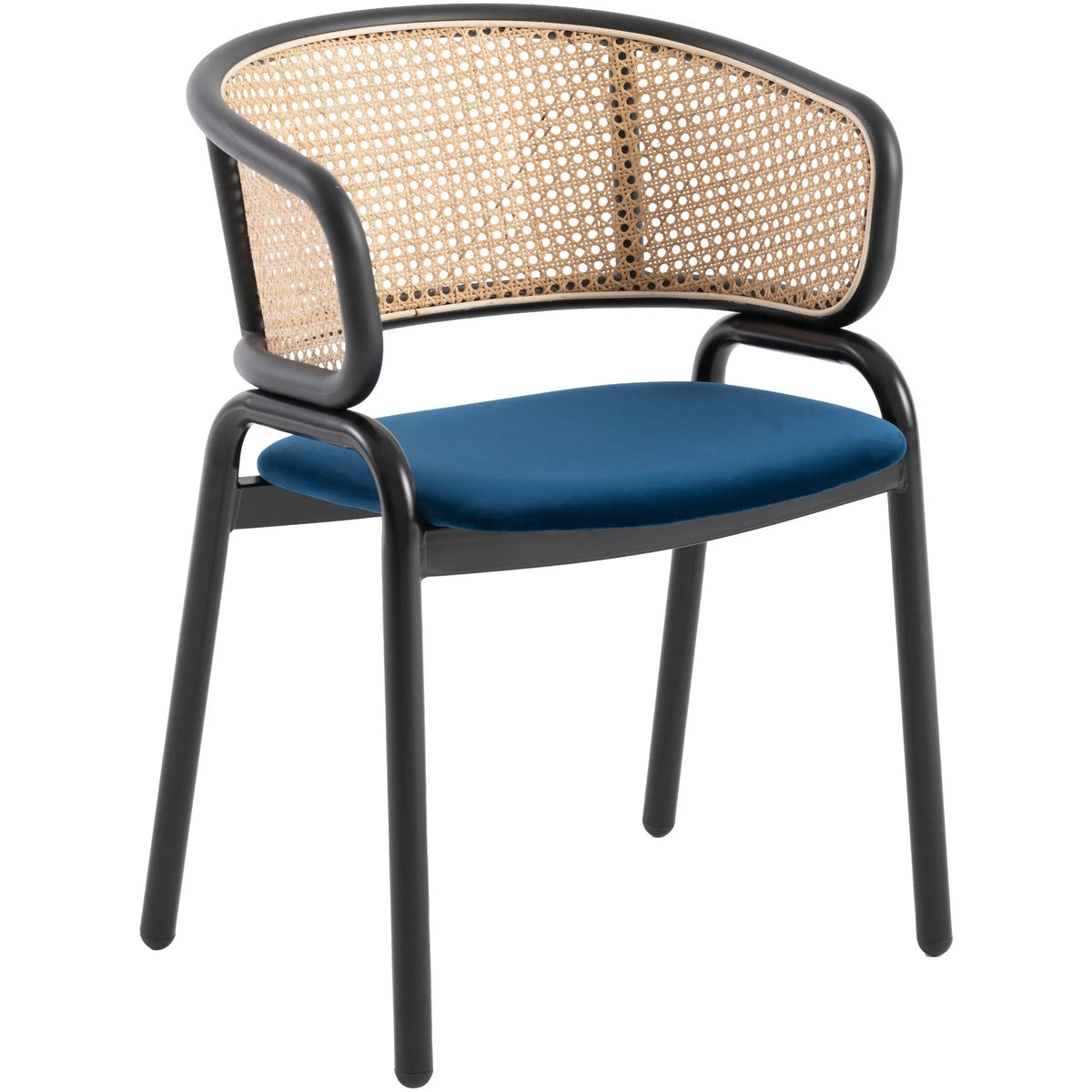 Navy Blue Velvet Wicker Dining Chair Set of 2 U996
