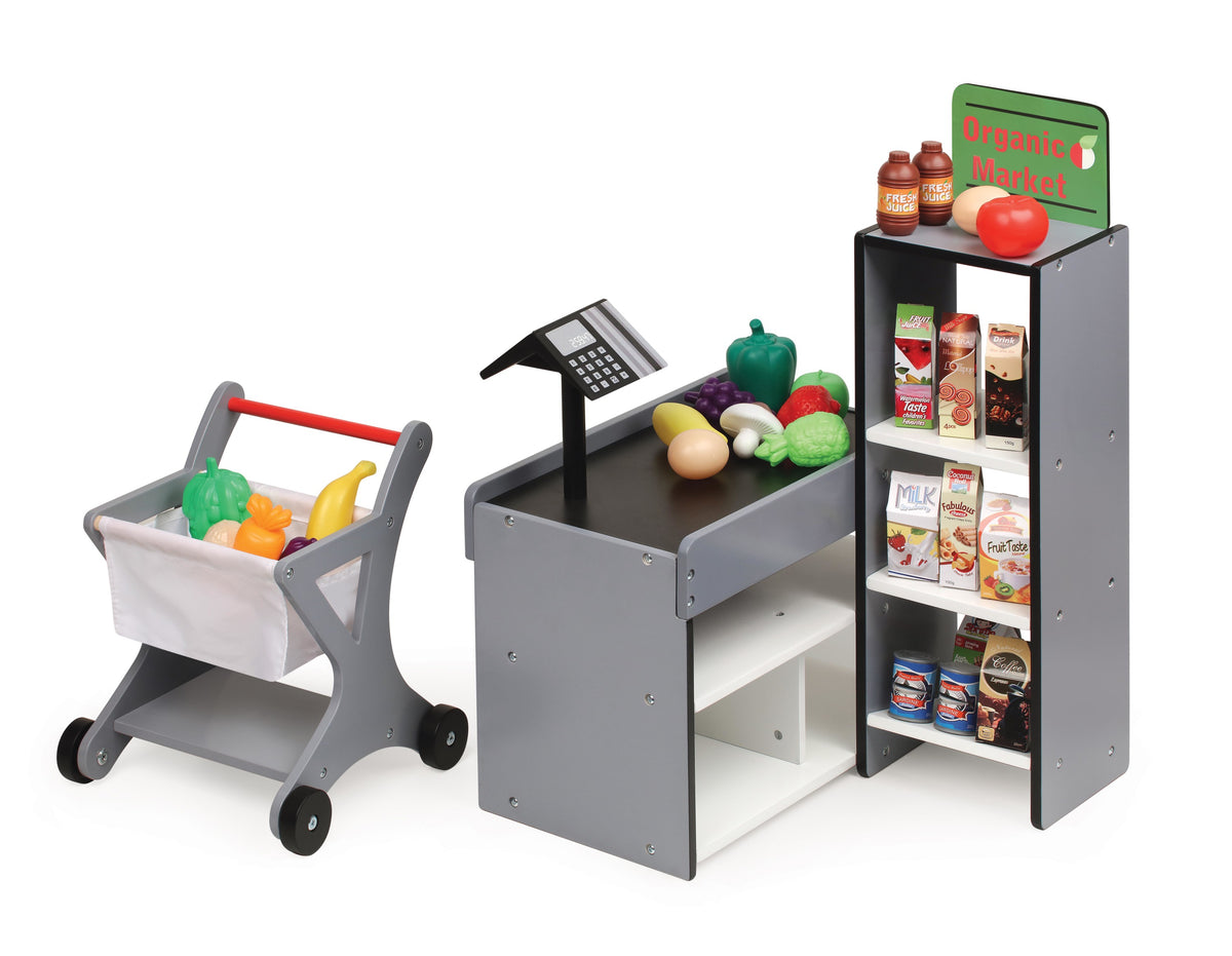 Doll Playset with Shopping Cart and Pretend Food E7030