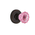 Crystal Pink Glass Door Knob in Timeless Bronze R5180