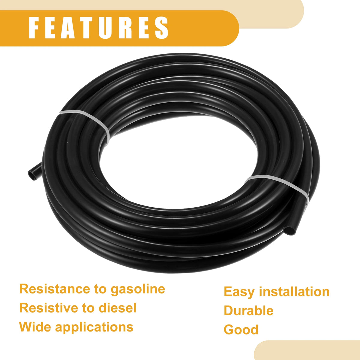 32.8ft 10mm ID Black Nylon Fuel Line Hose O51378