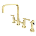 2-Handle Kitchen Faucet with Side Sprayer, Polished Brass U973300