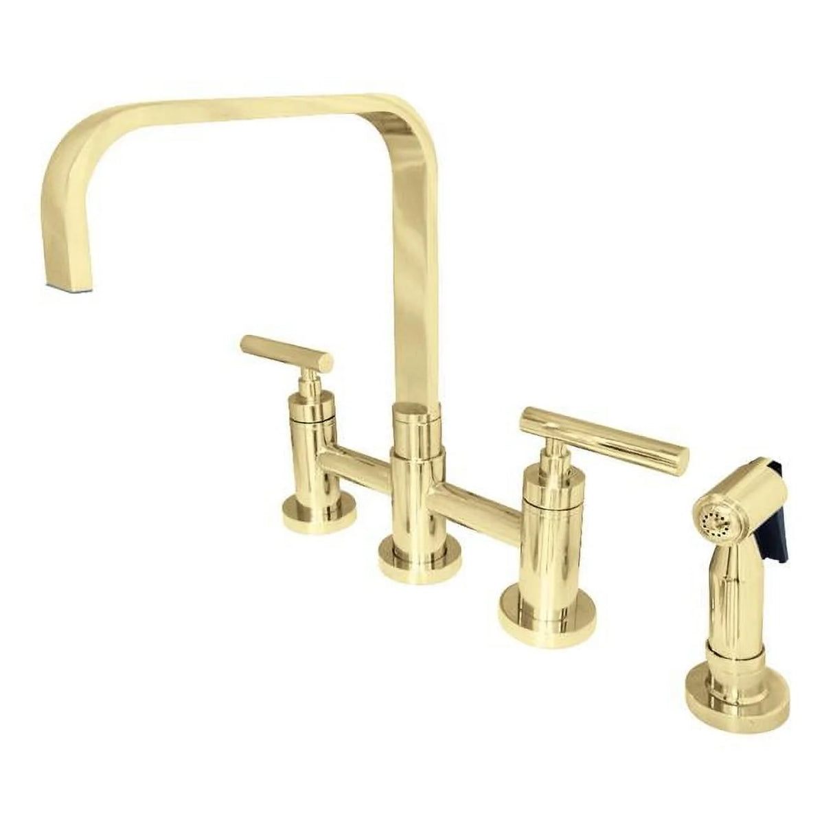 2-Handle Kitchen Faucet with Side Sprayer, Polished Brass U973300
