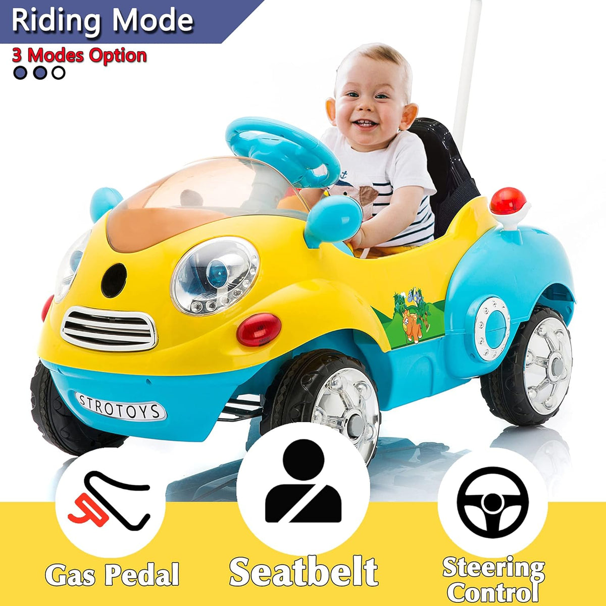 Blue & Yellow Electric Ride On Car with Remote Control C600012