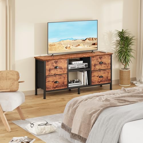 White TV Stand Dresser with 4 Drawers A23545