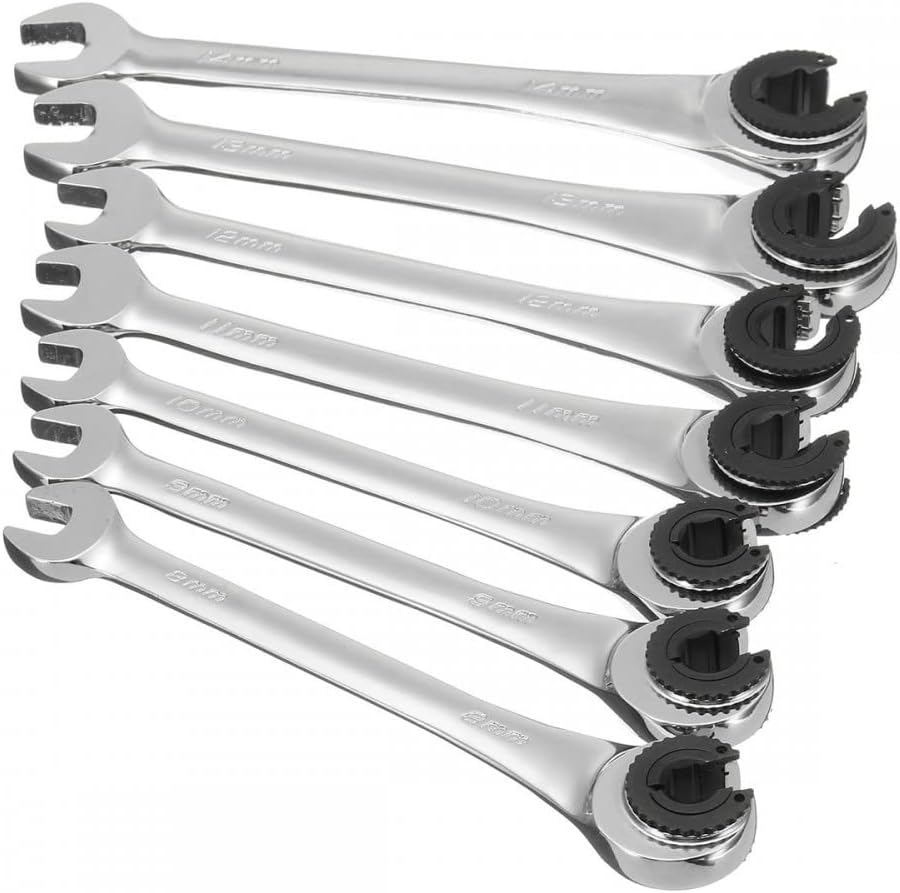 Flexible Head Ratchet Wrench 8-14mm Steel Pack of 2 G3502