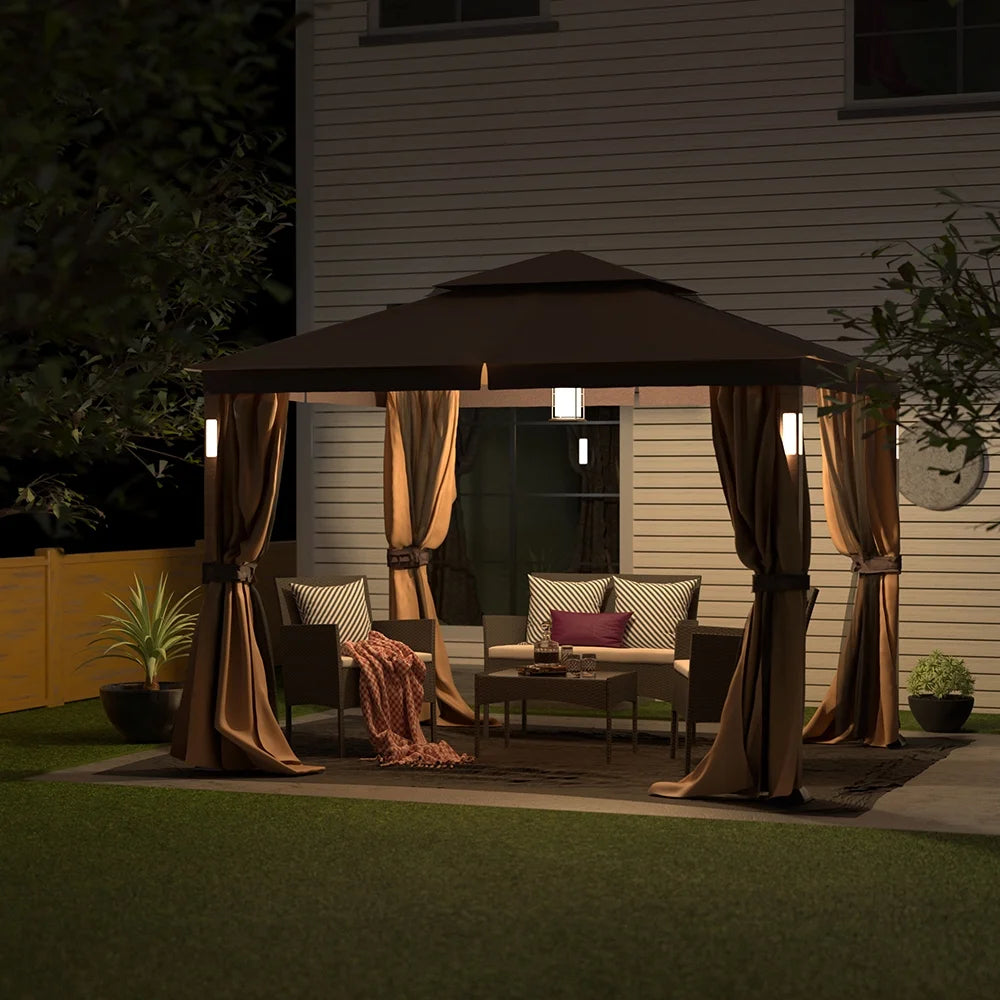 10x12 Gazebo Soft Top Canopy Tent with Mosquito Netting B49965