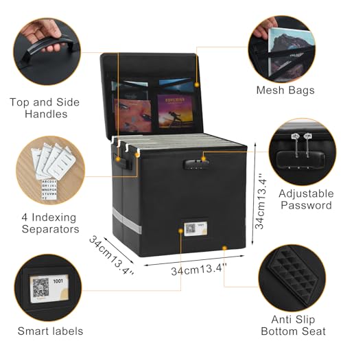Black Waterproof Vinyl Record Storage Box with Lid Y701139