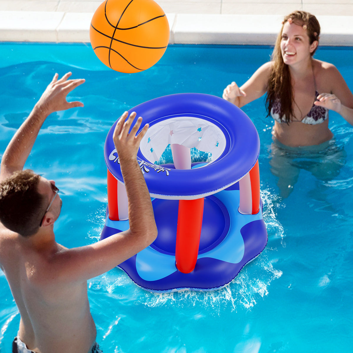Inflatable Pool Volleyball Net and Basketball Hoop X17994
