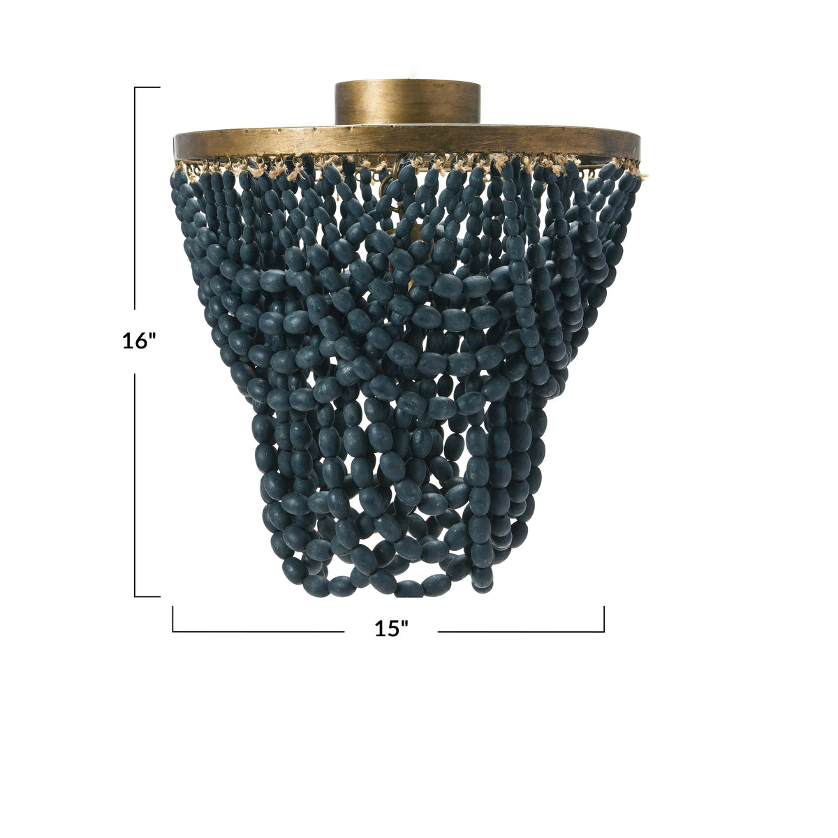 2-Tier Wood Bead Semi-Flush Mount Ceiling Light F122