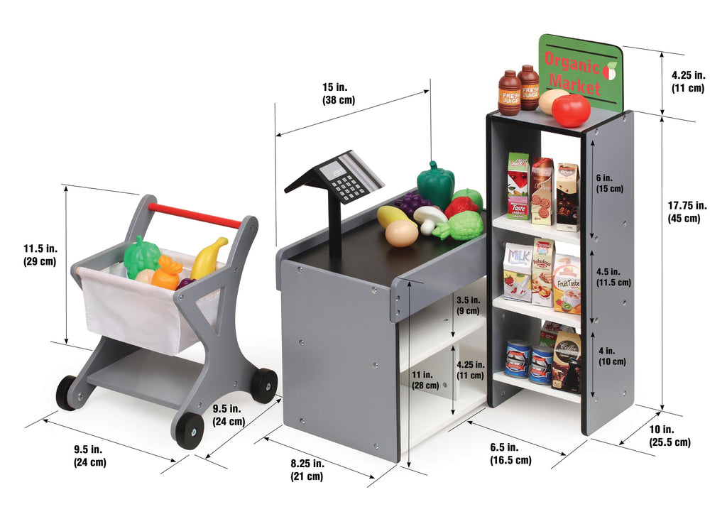 Doll Playset with Shopping Cart and Pretend Food E7030