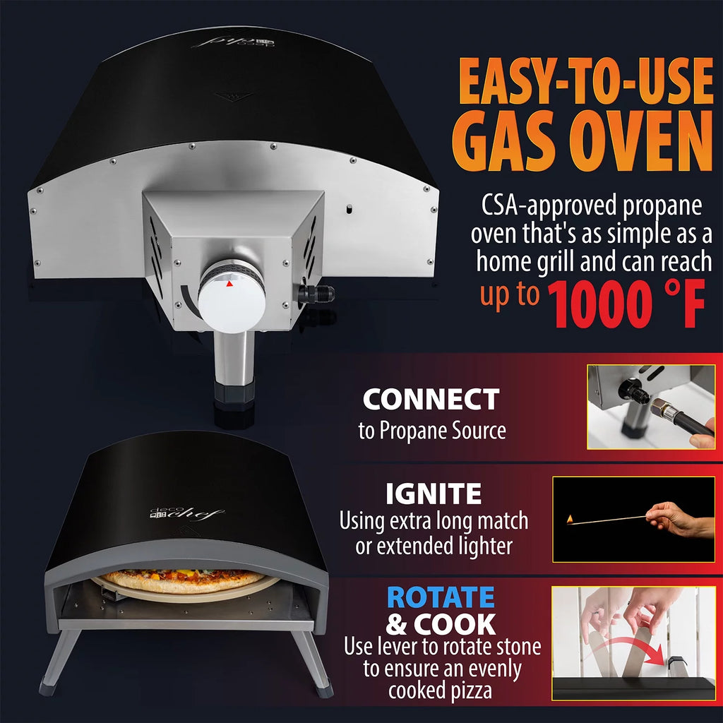 Black Portable Gas Pizza Oven U881049
