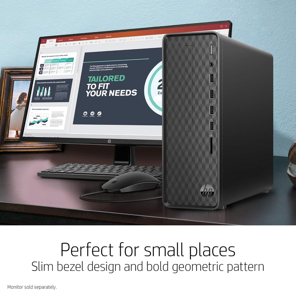 HP Slim Desktop, AMD Athlon Silver 3050U, 4GB RAM, 256 GB SSD, Windows 10 Home, Black Q997336