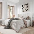 Queen Size Velvet Upholstered Bed Frame with Wingback Headboard B918