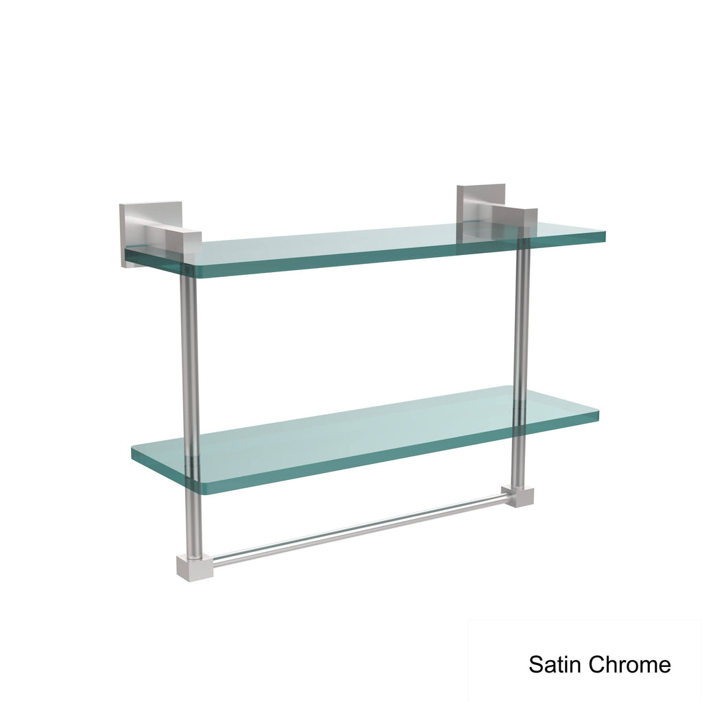 16 in. Two Tiered Glass Shelf with Integrated Towel Bar S1228