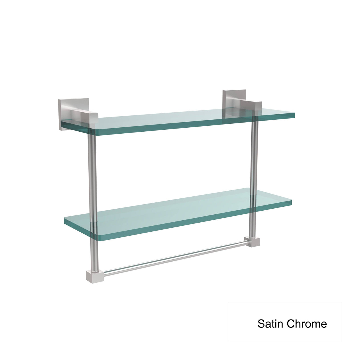 16 in. Two Tiered Glass Shelf with Integrated Towel Bar S1228