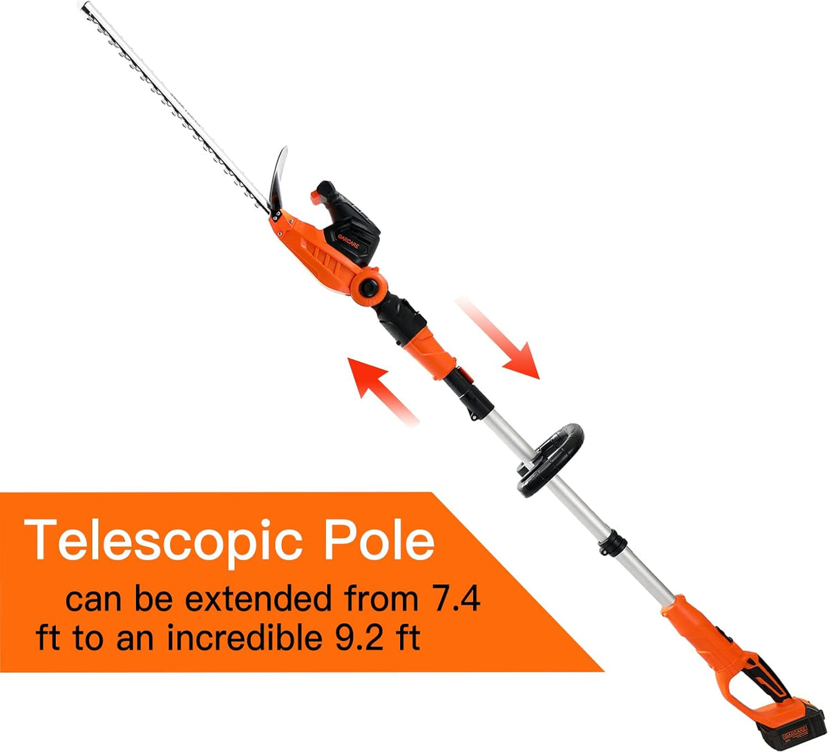 Cordless Telescopic Electric Hedge Trimmer with 20V 4.0Ah Battery and Charger F460976